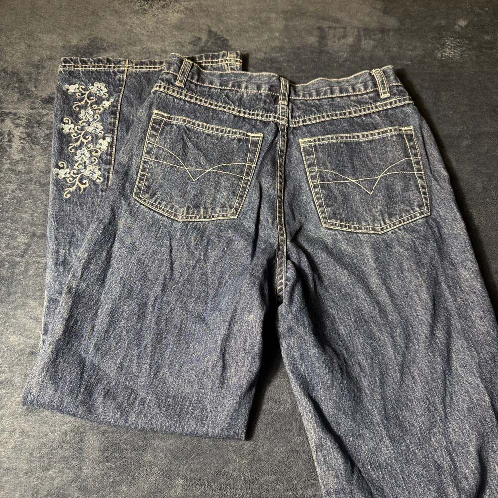 Vintage Y2K R21 Acid Wash Embroidered Bootcut Denim Jeans - Picture 2 of 11